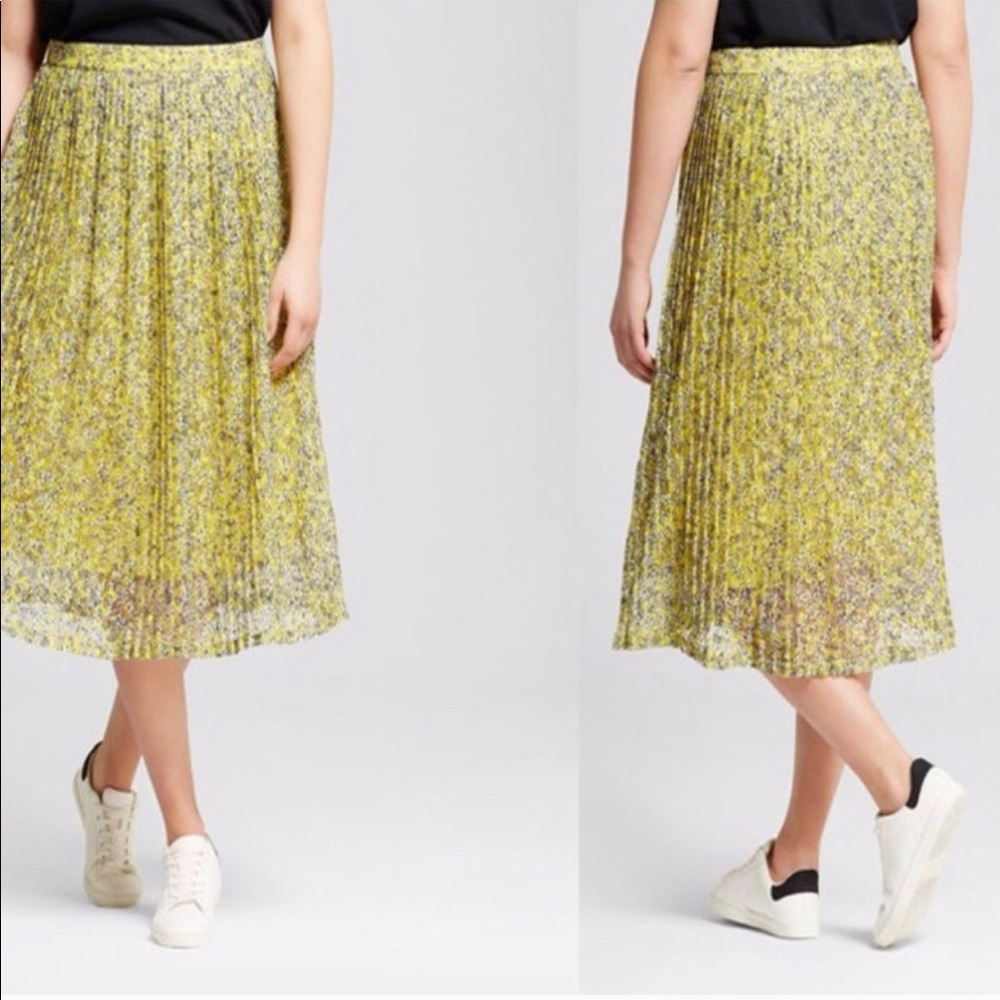 Who What Wear Yellow Lace Floral Skirt